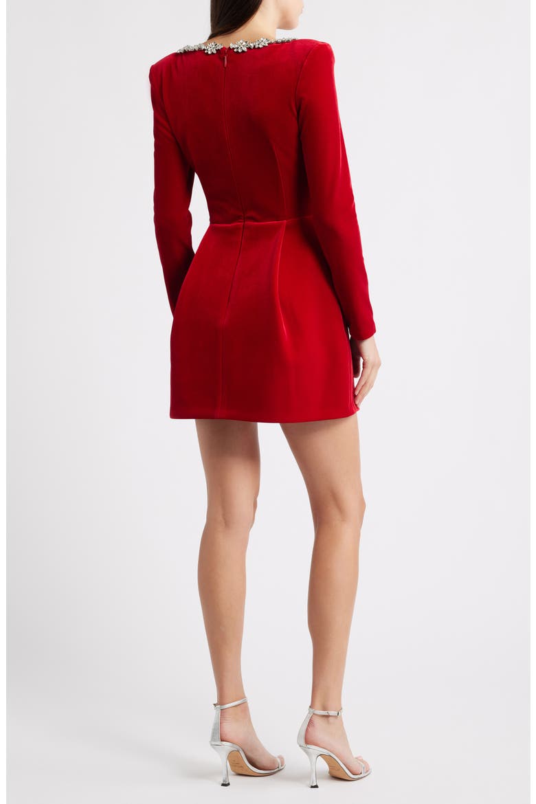 Kimberly Rhinestone Velvet Dress, Alternate, color, RED