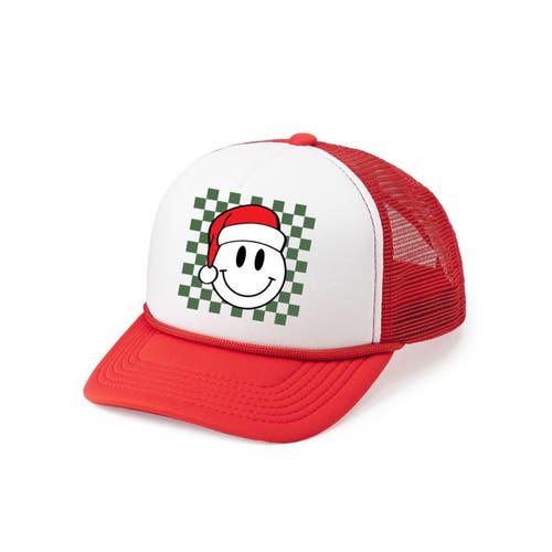 Sweet Wink Santa Smiley Christmas Trucker Hat In Red/white