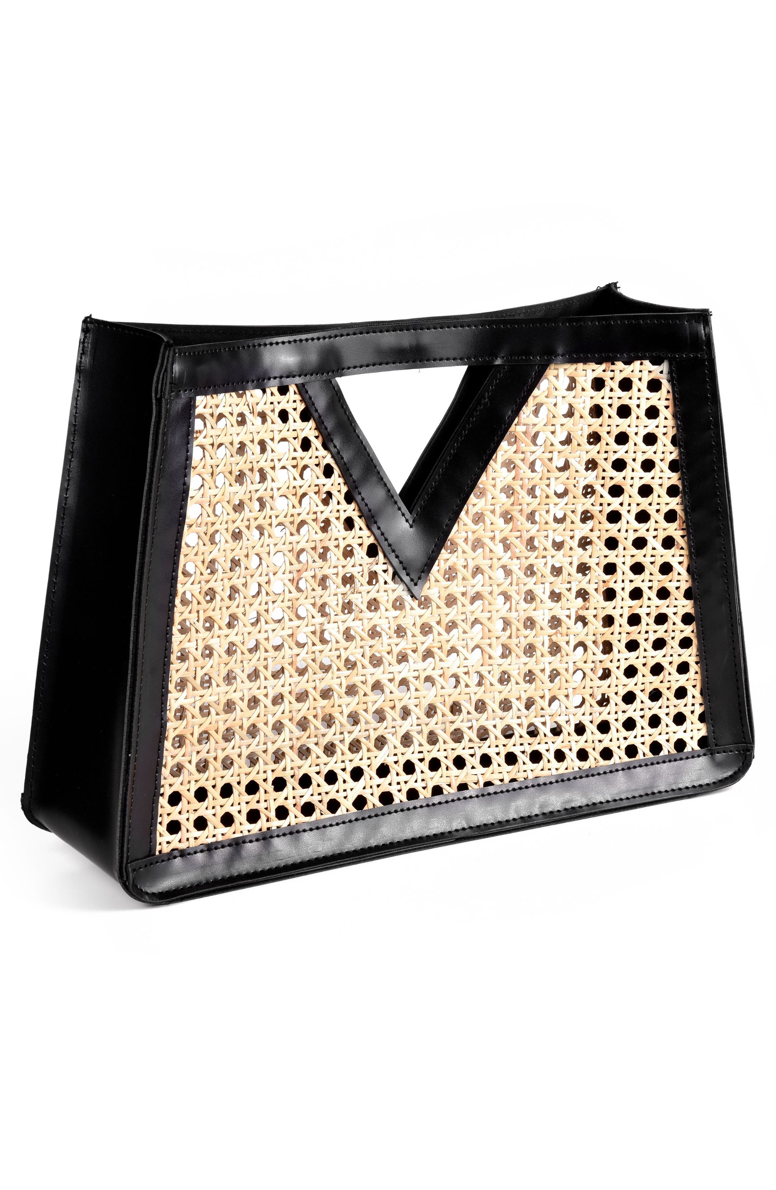 Adornia Rattan Frame Clutch, Alternate, color, Multi