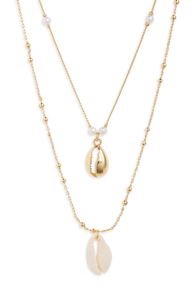 Double Layer Shell Necklace, Main, color, WHITE- GOLD