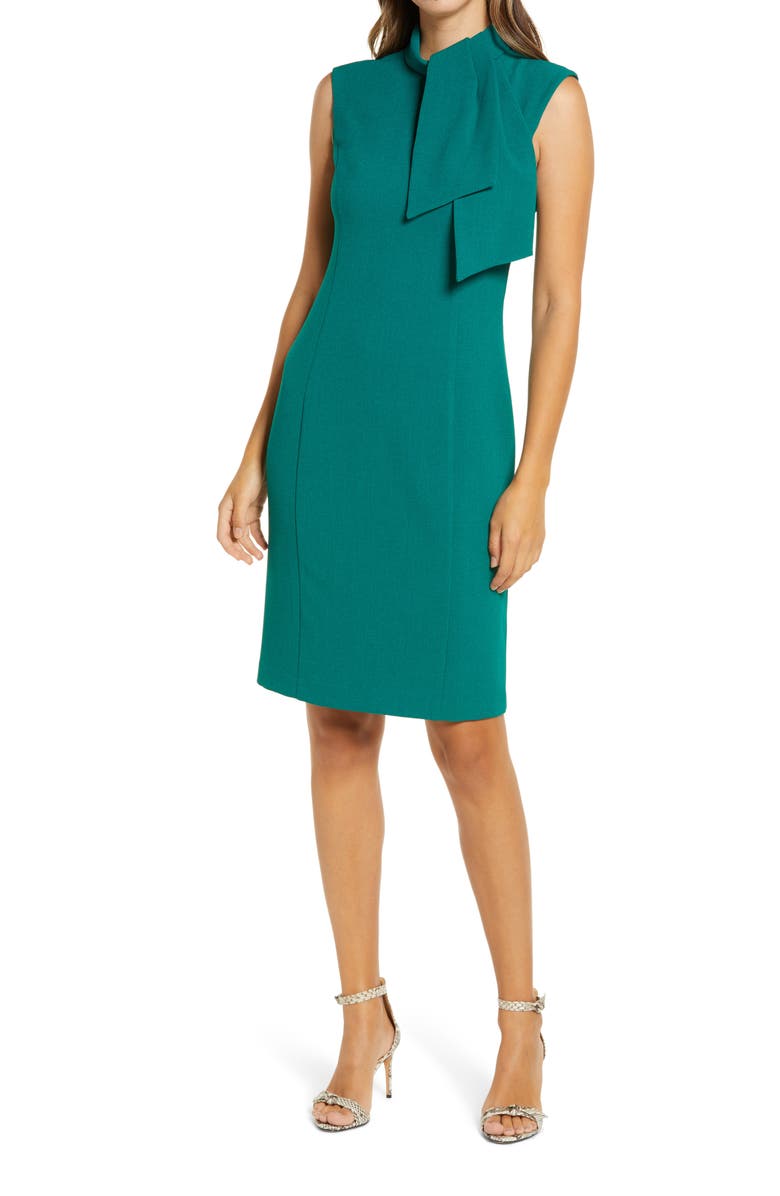 Harper Rose Jabot Neck Sleeveless Sheath Dress, Main, color,