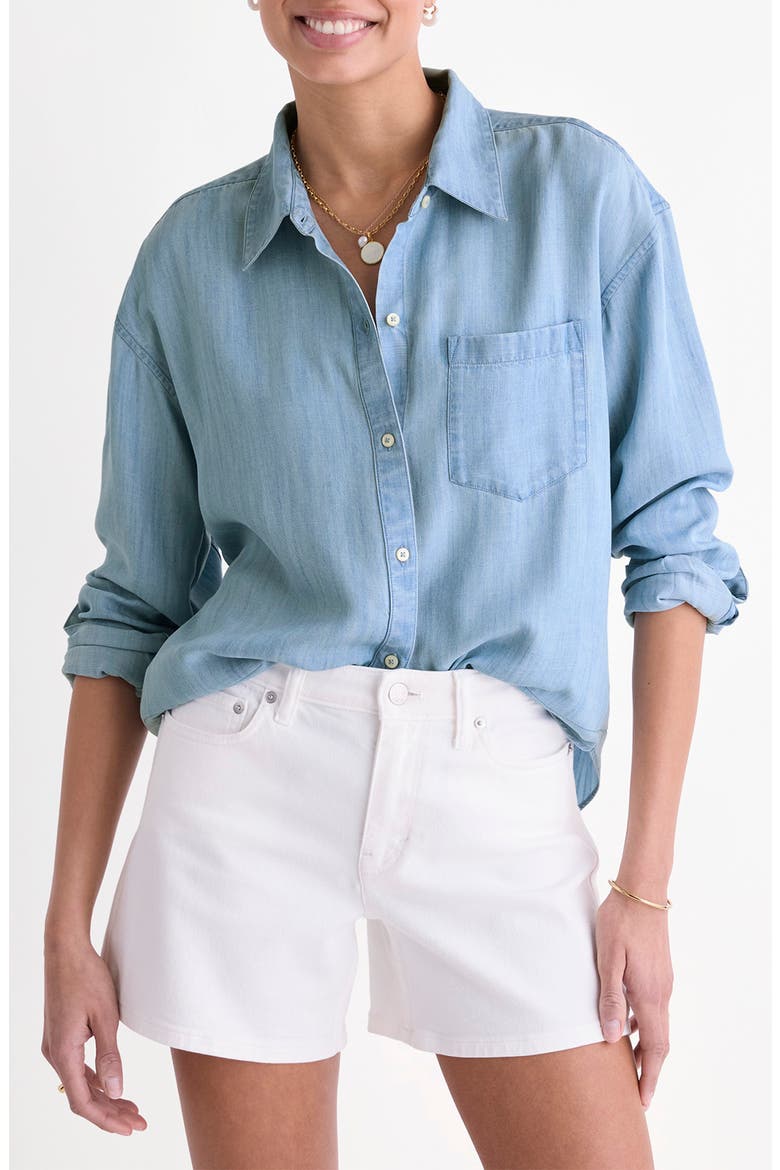 Birdie Chambray Button-Up Shirt, Main, color, LIGHT ACID WASH