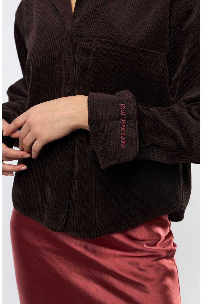 The Odyssey Crop Corduroy Shirt, Alternate, color, BROWN