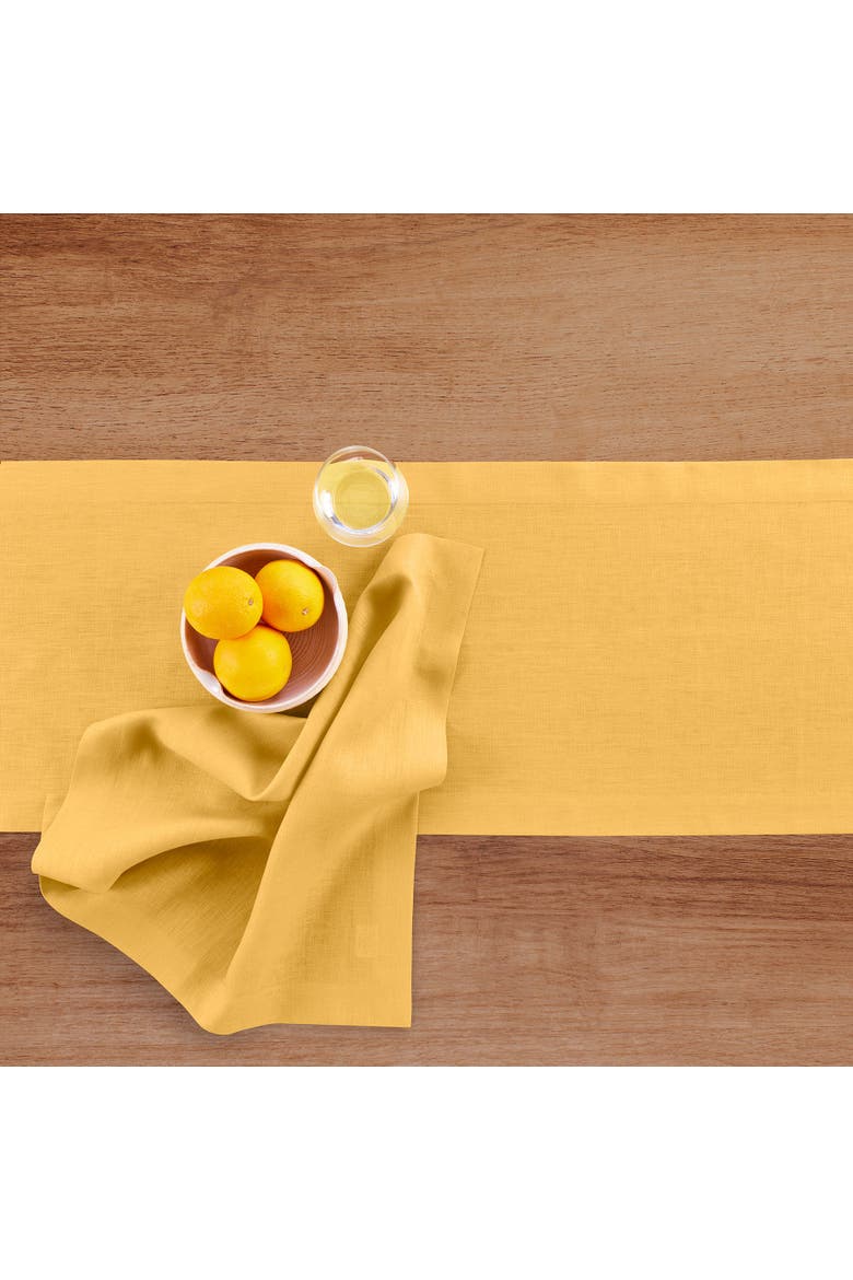 Linen Table Runner - Fete, Alternate, color, Mustard Yellow
