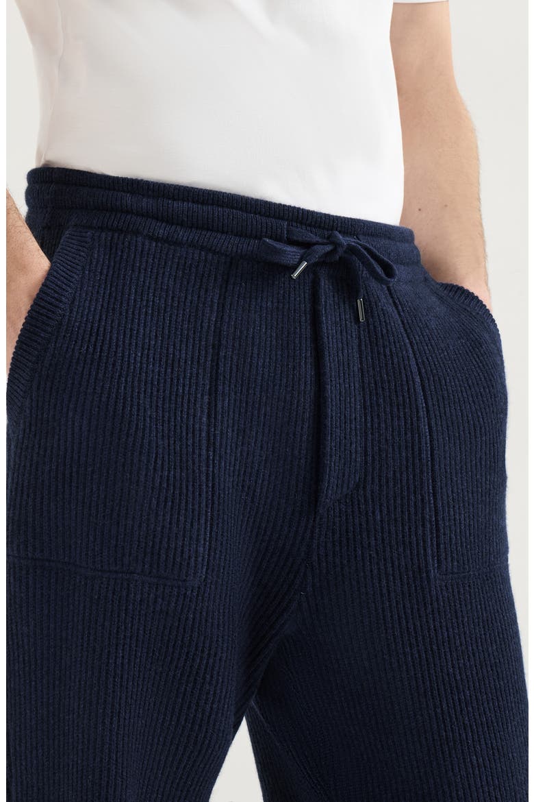 Cashmere English rib knit joggers, Alternate, color, Marine