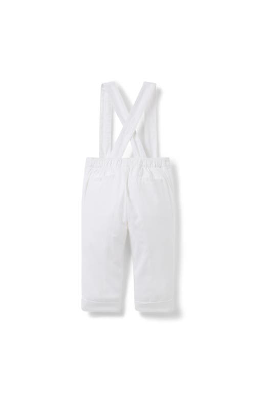 Janie And Jack The Linen-cotton Suspender Pant In White
