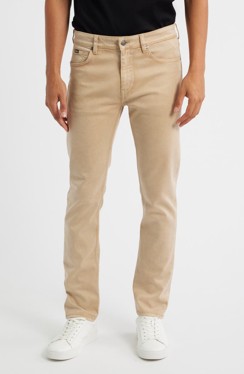 BOSS Delaware Slim Fit Jeans, Main, color, Medium Beige
