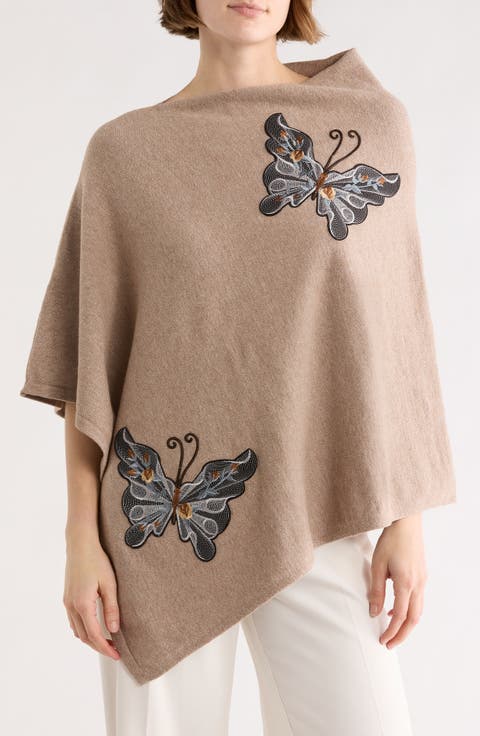 Butterfly Embroidered Poncho