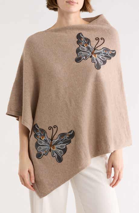 Butterfly Embroidered Poncho