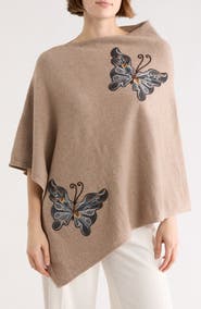 La Fiorentina Butterfly Embroidered Poncho