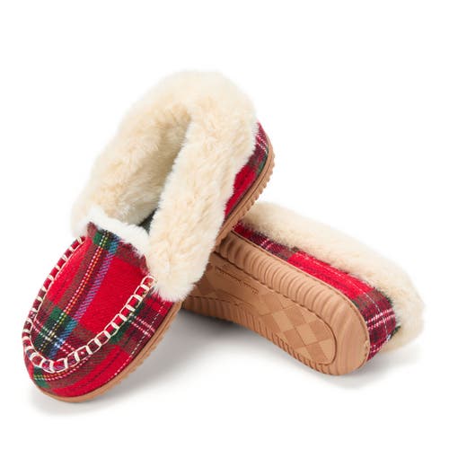 Dearfoams Ryland Cabin Moccasin Slipper In Red