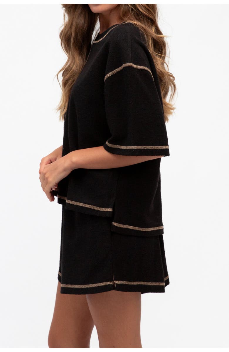 Label of Love Stitched Up T-Shirt  & Short Set, Alternate, color, Black