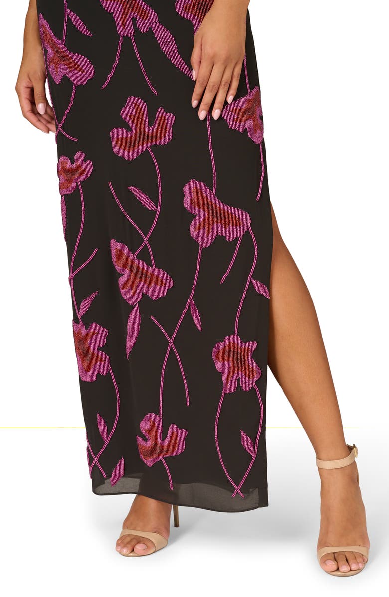 Aidan Mattox by Adrianna Papell Beaded Halter Midi Dress, Alternate, color, 