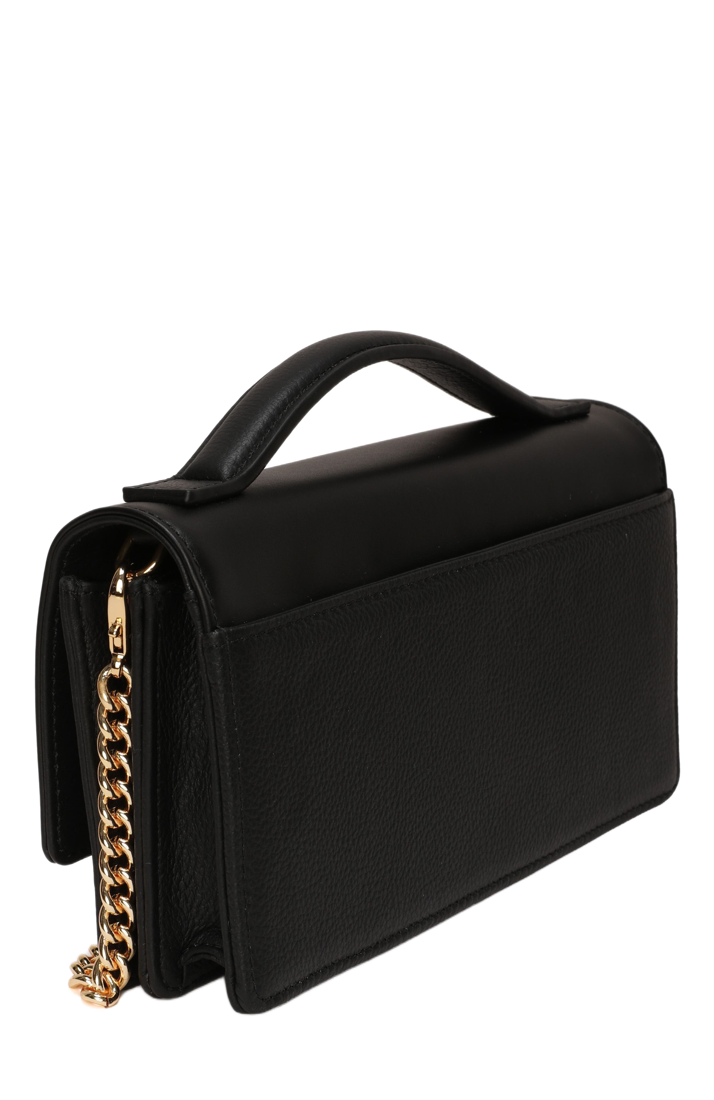GORSKI Top Handle Purse with Crossbody Chain, Alternate, color, Black