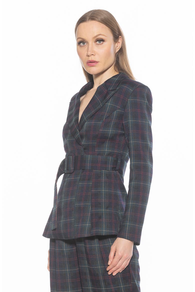 Janna Plaid Longline Blazer, Alternate, color, GREEN PLAID
