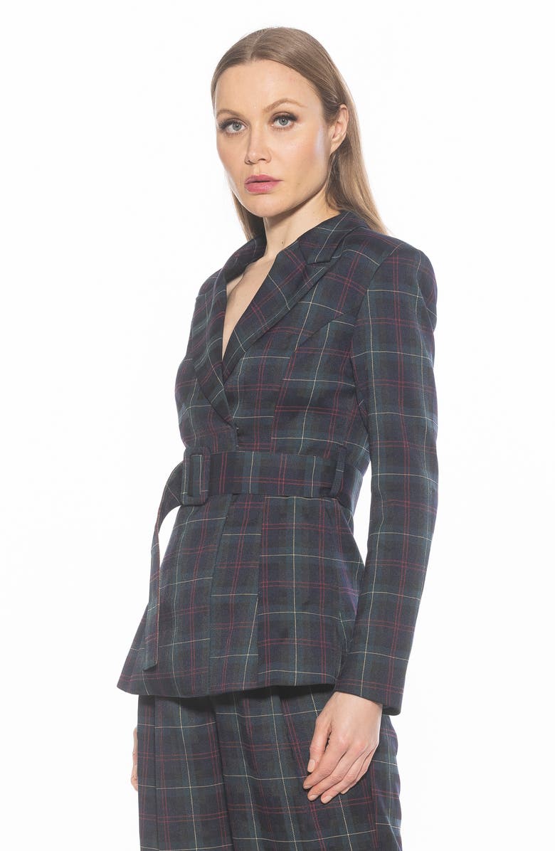 Alexia Admor Janna Plaid Longline Blazer, Alternate, color, Green Plaid