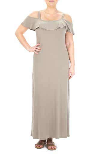 Ruffle Cold Shoulder Maxi Dress