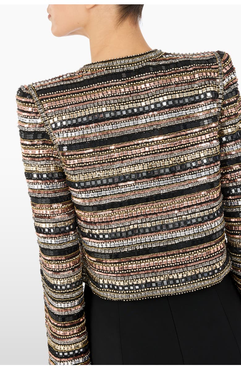 Jenny Packham Alma Beaded Jacket, Alternate, color, Liquorice