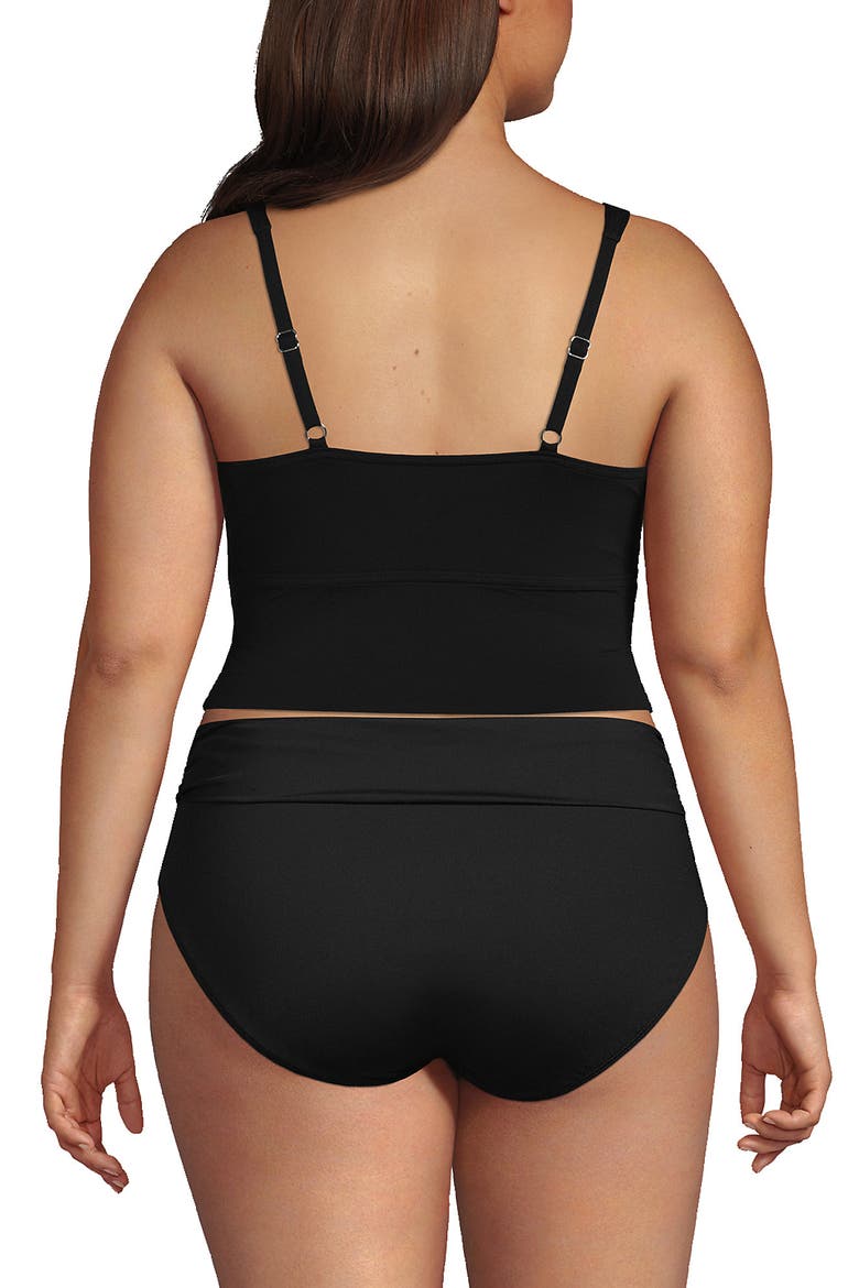 Plus Size DD-Cup V-Neck Wrap Midkini Top, Alternate, color, Black