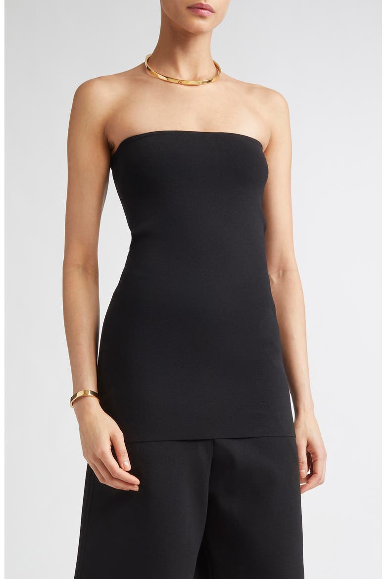 Compact Knit Tube Top, Main, color, BLACK