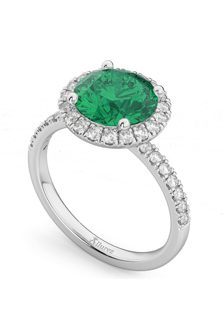 Halo Emerald & Diamond Engagement Ring 14K, Alternate, color, 2.80ct/White Gold
