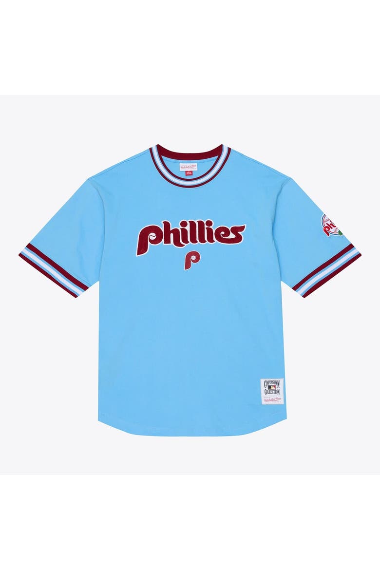 Men's Mitchell & Ness  Light Blue Philadelphia Phillies Wild Pitch Ringer T-Shirt, Main, color, Light Blue