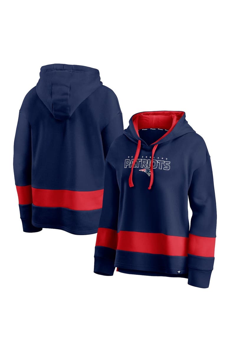 FANATICS Women's Fanatics Branded Navy/Red New England Patriots Colors of Pride Colorblock Pullover Hoodie, Main, color, 