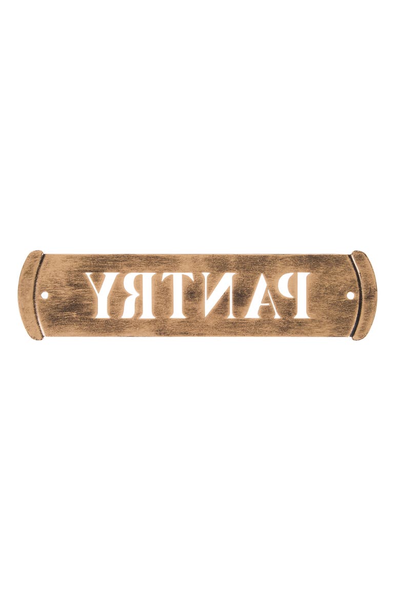 Gabby Pantry Brass Wall Sign, Alternate, color, Brown