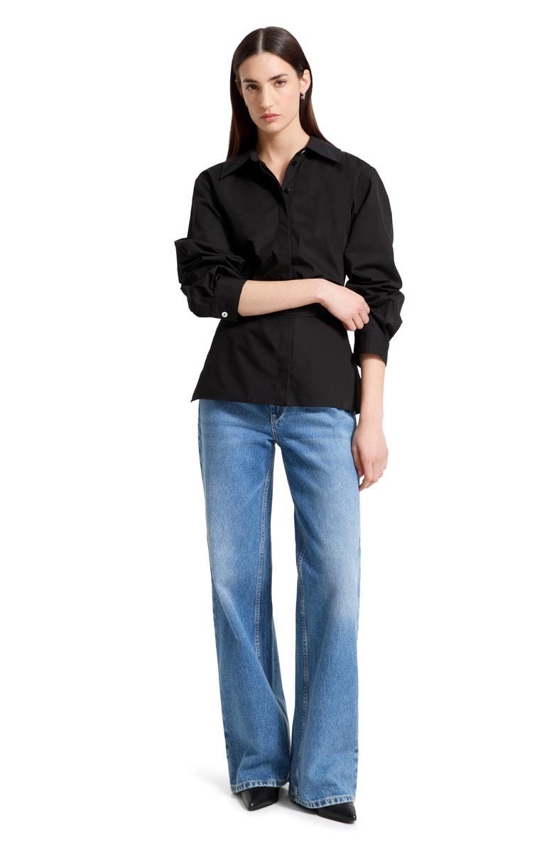 Marcella Ellory Ruched Sleeve Woven Shirt, Alternate, color, Black