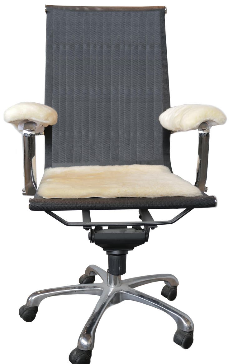 Medical Genuine Sheepskin Shearling Chair Pad 18" x 18" - Grey, Alternate, color, CORNSILK