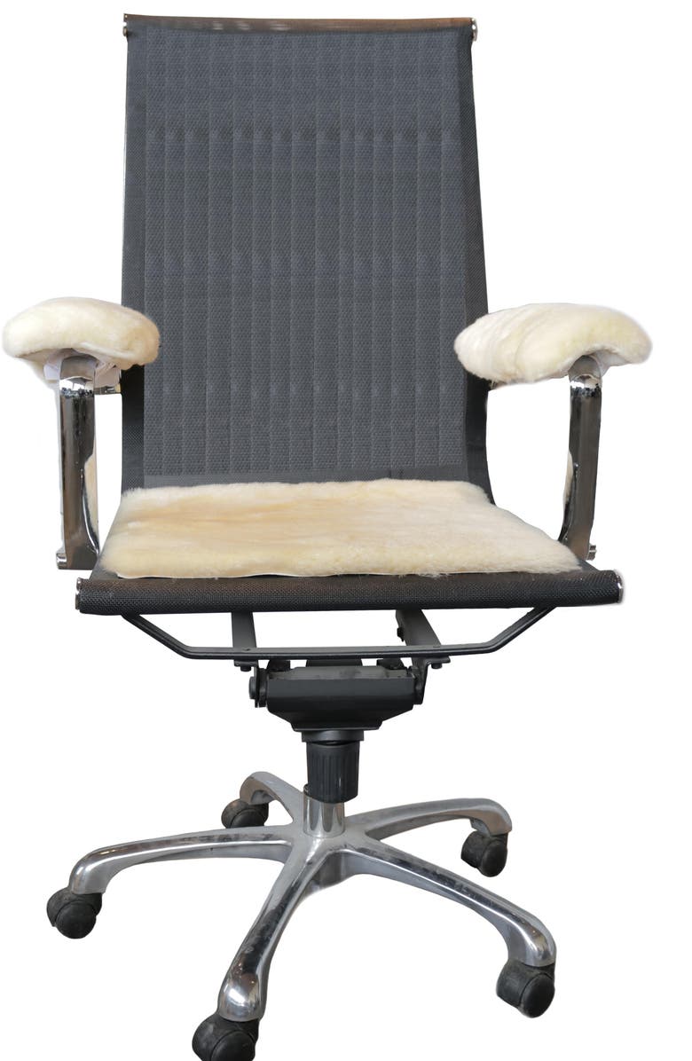 NATURAL Medical Genuine Sheepskin Shearling Chair Pad 18" x 18" - Grey, Alternate, color, Cornsilk