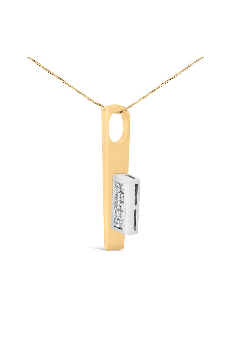 18K Yellow and White Gold 1 7/8 Cttw Diamond Key Shaped 18" Pendant Necklace, Alternate, color, Yellow
