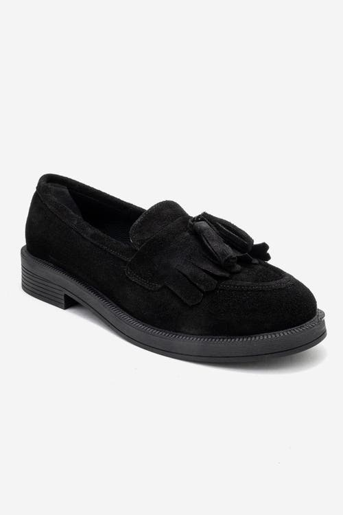 Forever & Always Shoes Milly Leather Tassel Loafer In Black
