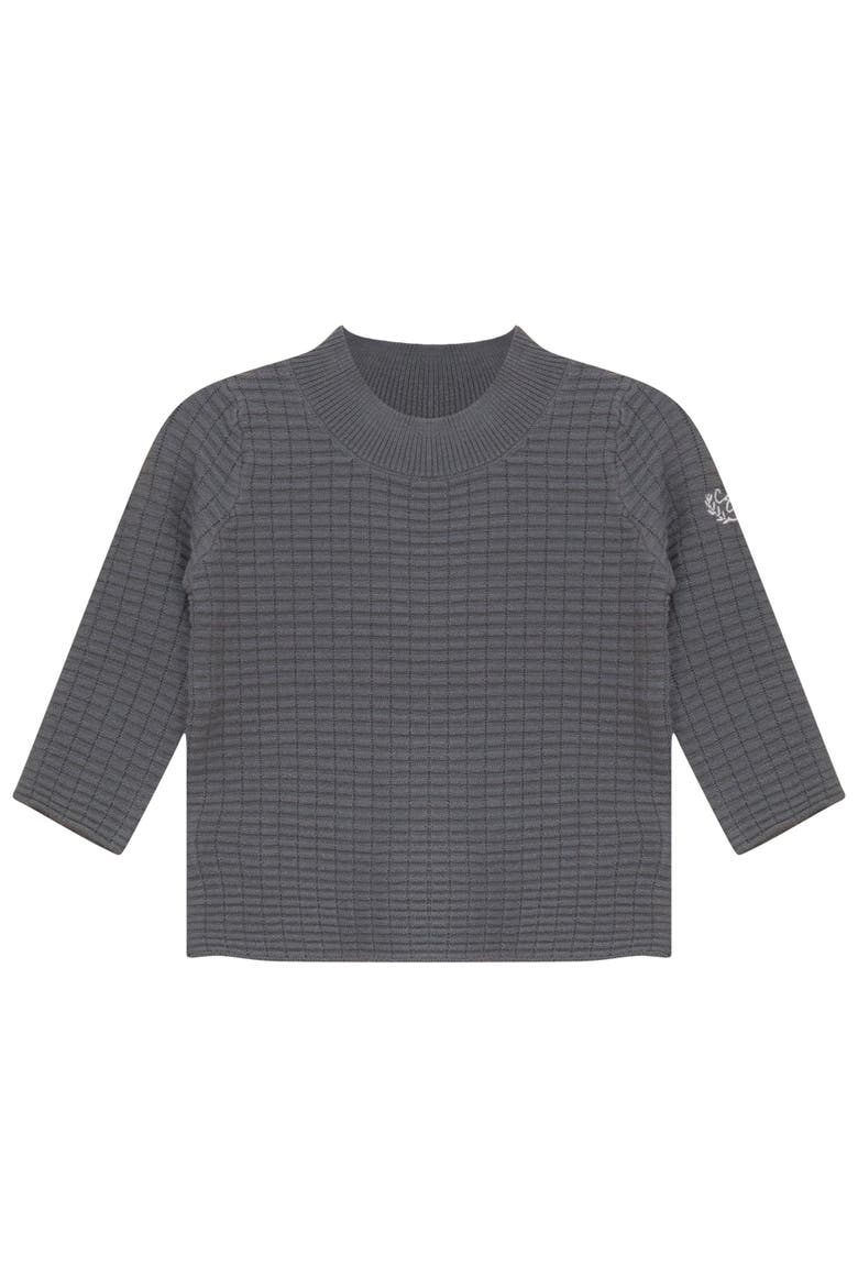 Mock Neck Knit Top with Crest Embroidery, Main, color, Dark Grey