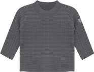 Charlotte & George Mock Neck Knit Top with Crest Embroidery