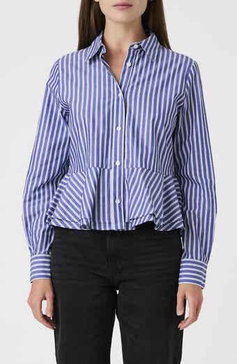 Striped Peplum Cotton Shirt