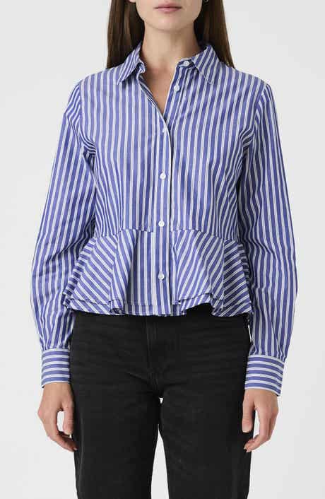 Striped Peplum Cotton Shirt
