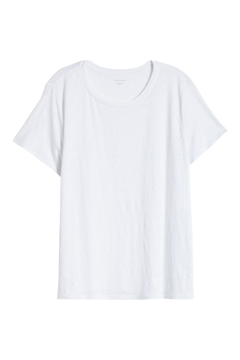 Organic Linen Crewneck T-Shirt, Alternate, color, WHITE