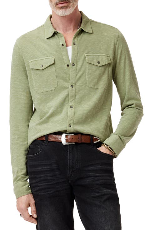 Avron Slub Organic Cotton Knit Snap-Up Western Shirt