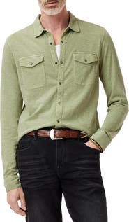 John Varvatos Avron Slub Organic Cotton Knit Snap-Up Western Shirt