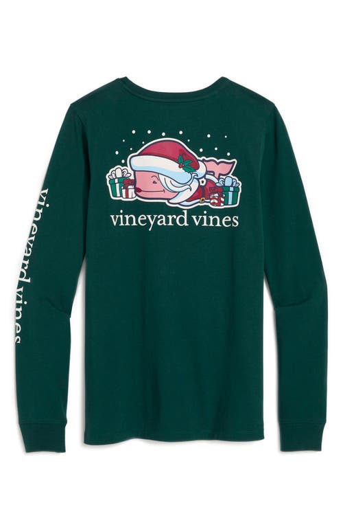 Vineyard Vines Mrs. Claus Whale Cotton Long Sleeve Graphic T-shirt In Green