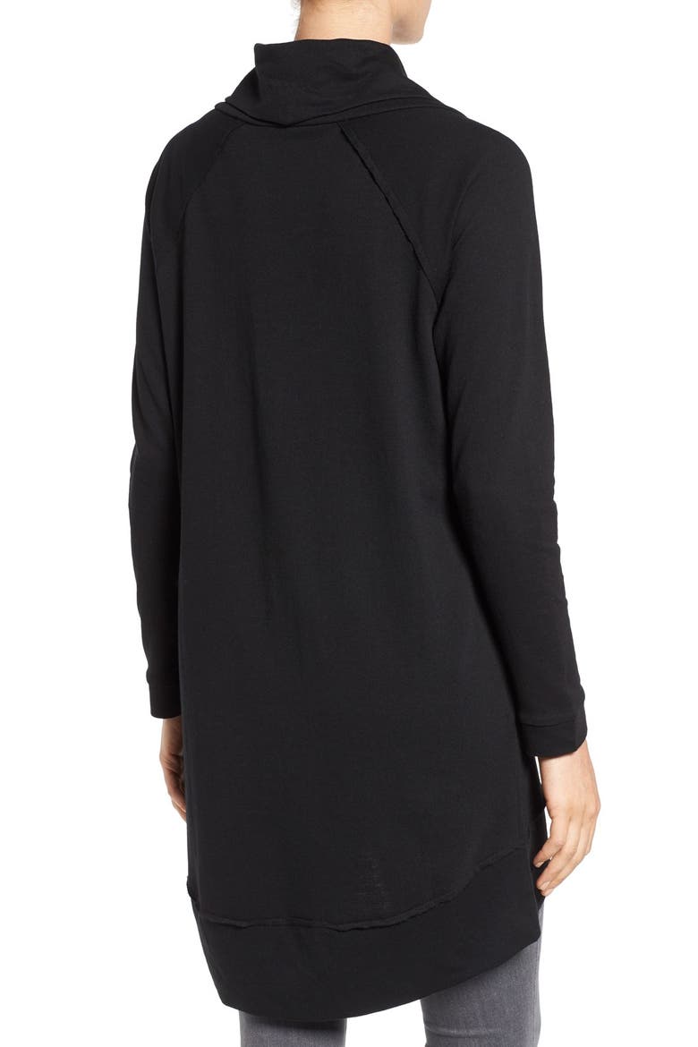 Cowl Neck Tunic Sweatshirt, Alternate, color, BLACK