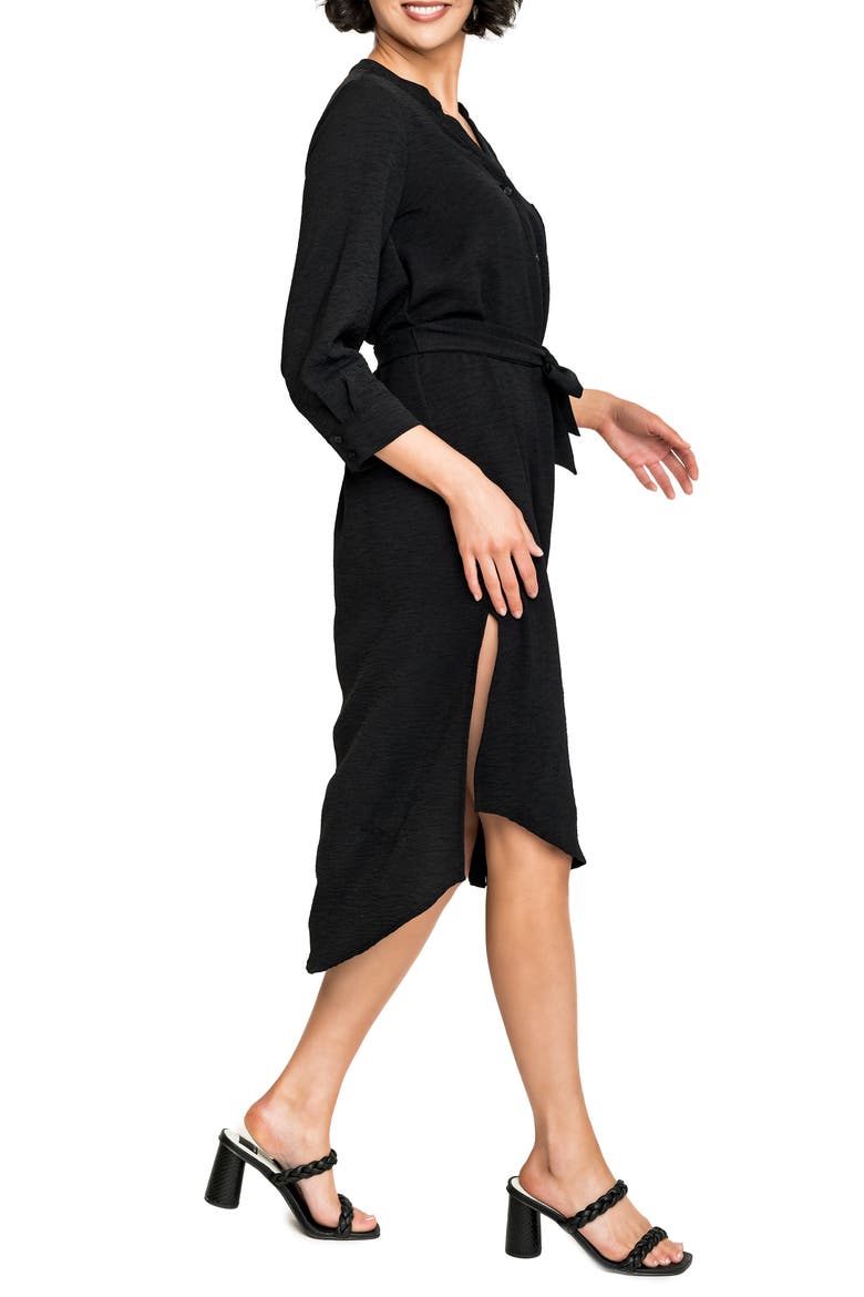 Tie Waist Midi Dress, Alternate, color, BLACK