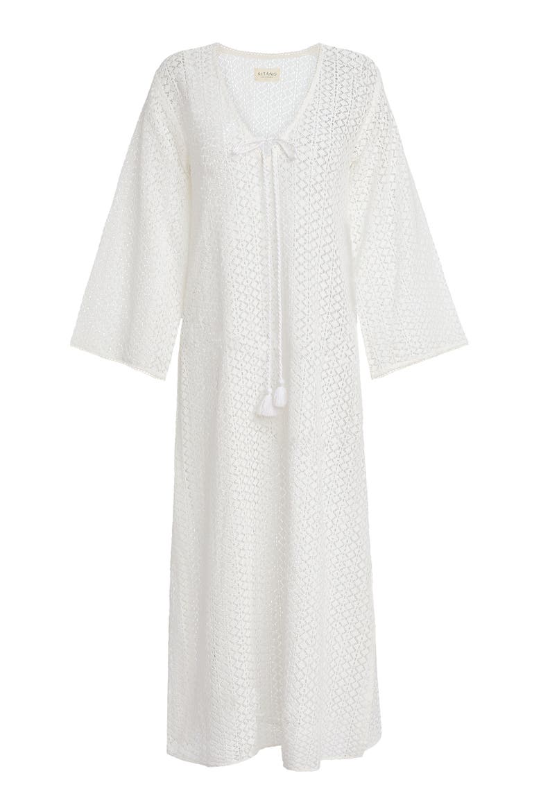 Sorrento Bell Sleeve Maxi Crochet Cover-up, Alternate, color, White