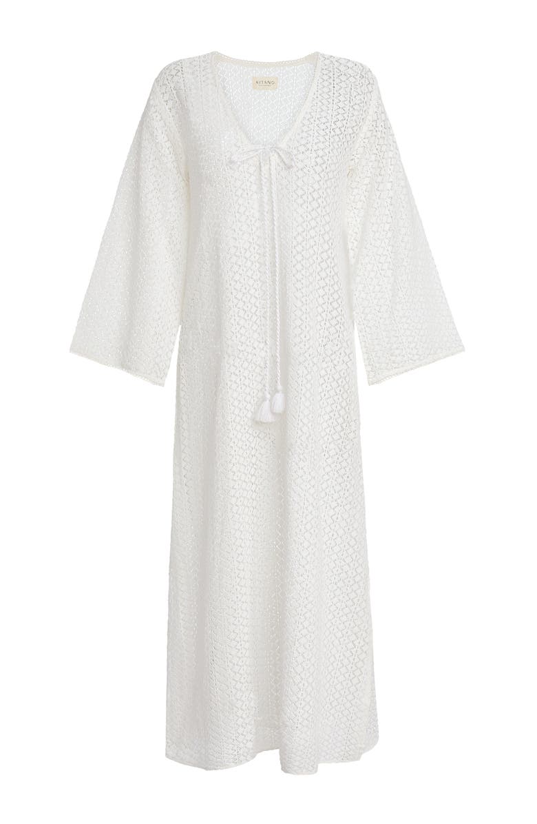 SITANO Sorrento Bell Sleeve Maxi Crochet Cover-up, Alternate, color, White