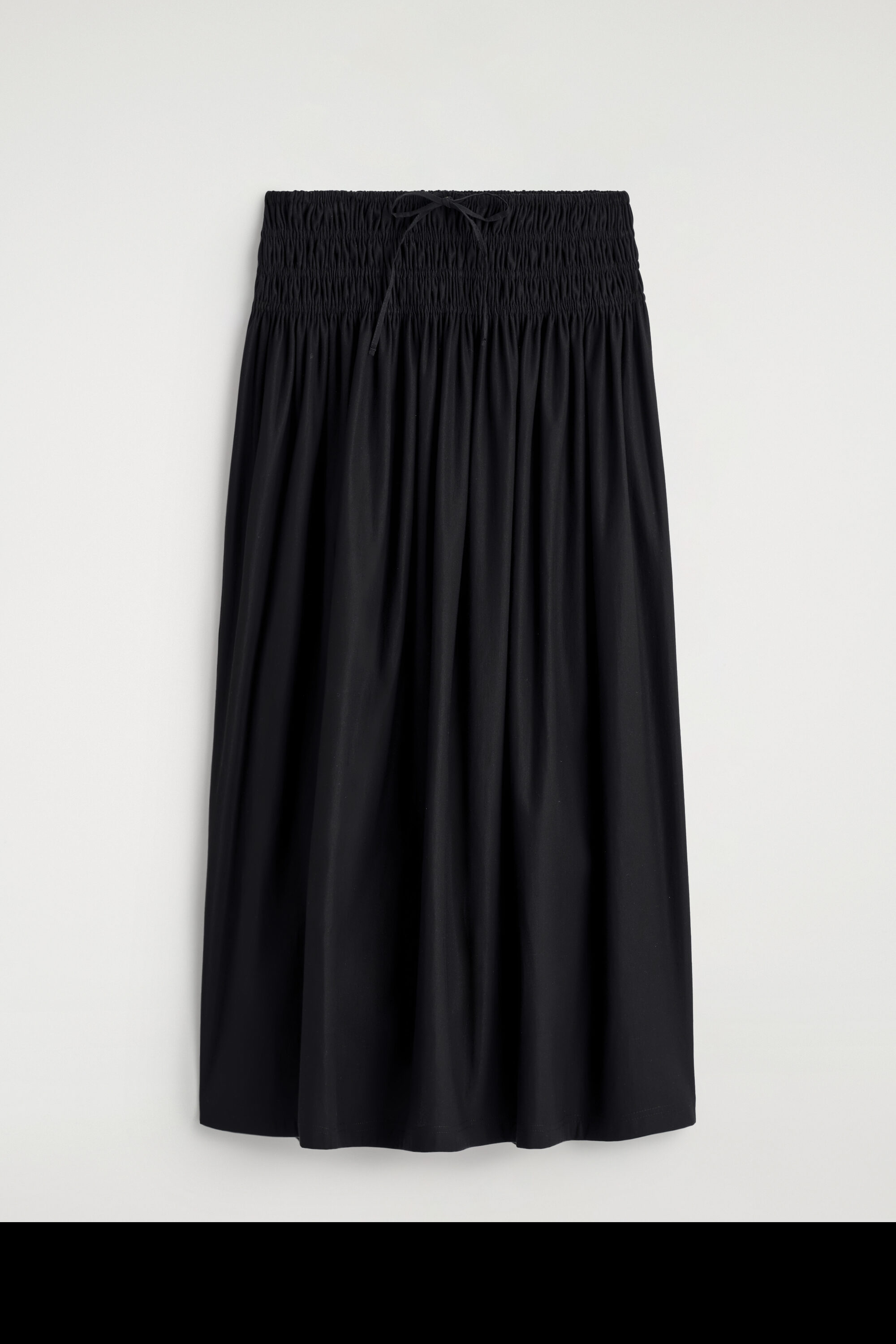 COS Ruched-waist Midi Skirt, Alternate, color, Black