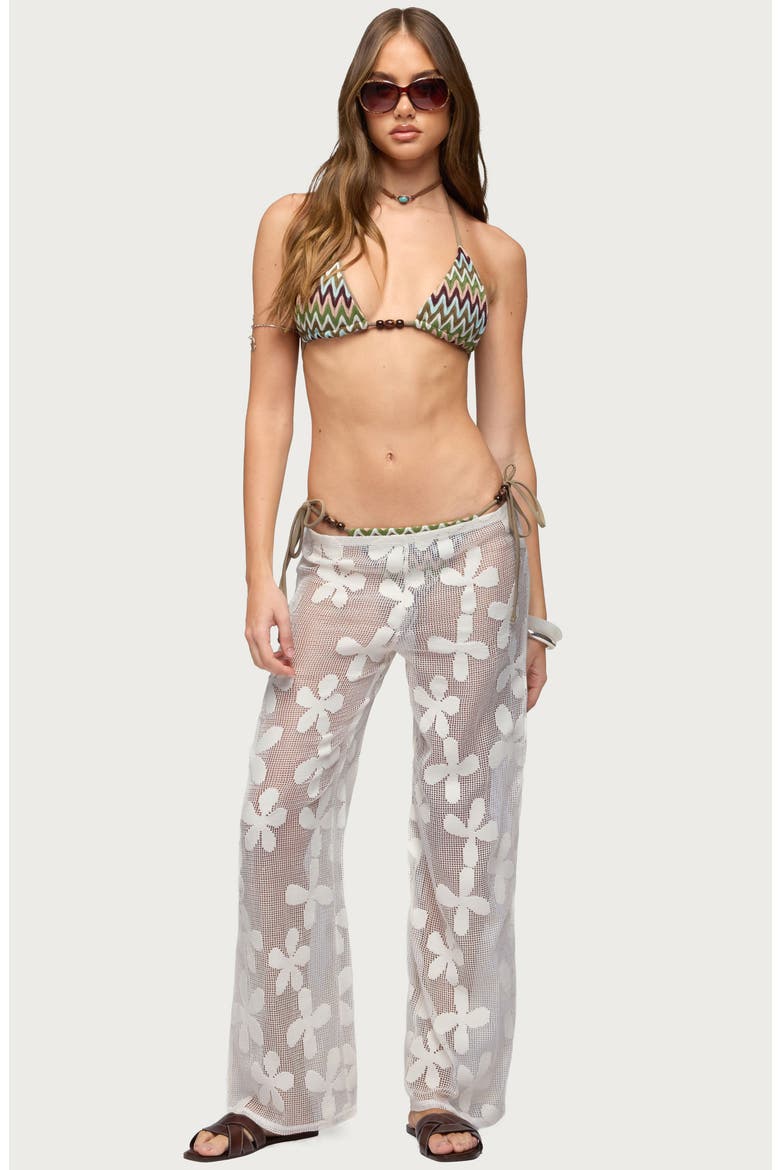 Candace Sheer Floral Cover-Up Pants, Alternate, color, CREAM