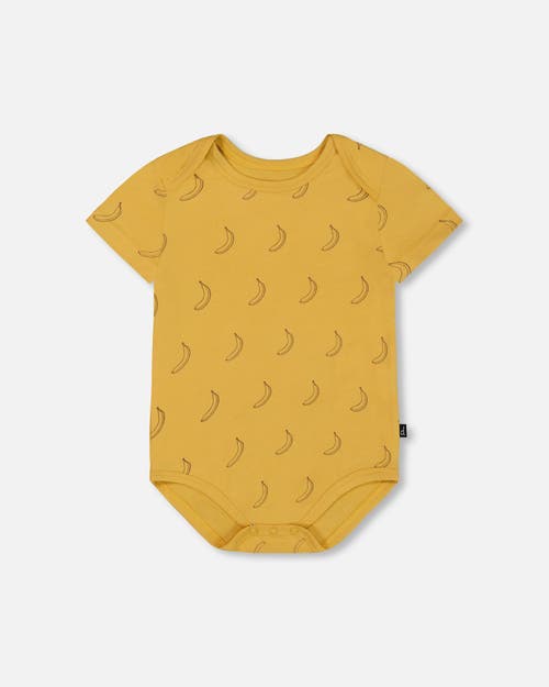 Deux Par Deux Baby Boy's Organic Cotton Bodysuit Printed Yellow Bananas In Yellow Bananas