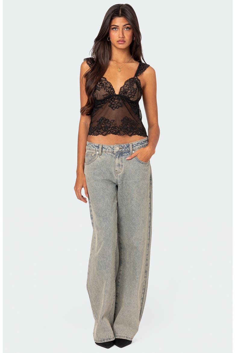 Jasmine Sheer Lace Camisole, Alternate, color, BLACK