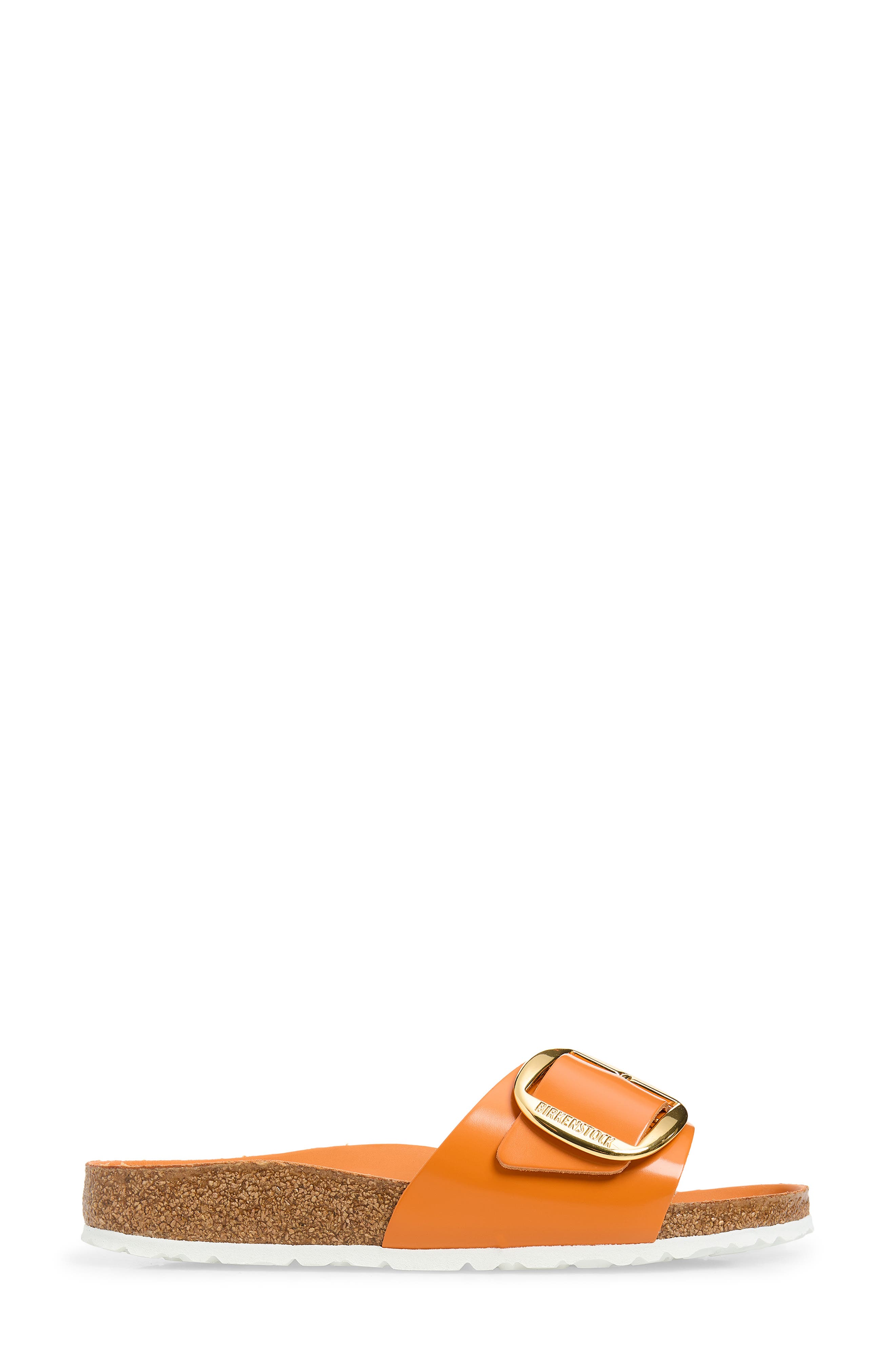 Madrid Big Buckle Slide Sandal, Alternate, color, KURKUMA HIGH SHINE